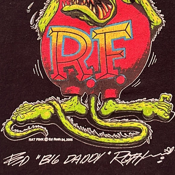 Ed “Big Daddy” Roth RAT FINK Kids XS Black Cotton Short Sleeve Crew Neck Tee - Picture 7 of 8